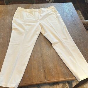 White Cotton Stretch Ankle Pants
